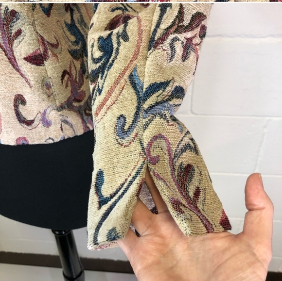 Vtg oscar de la renta floral tapestry blazer coat sz 14 - Picture 3 of 9